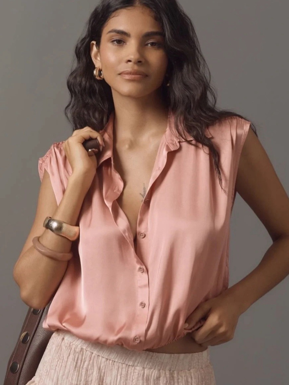 By Anthropologie Cinched Buttondown Blouse